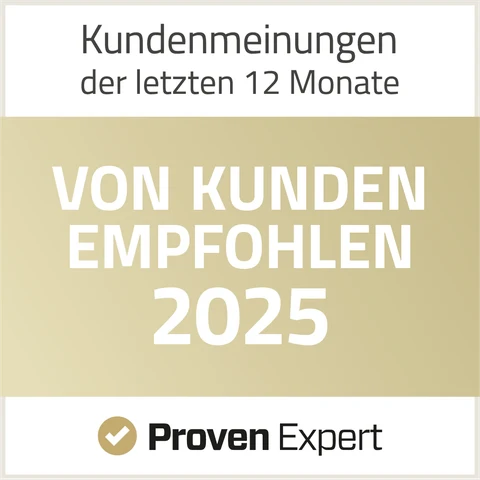 ProvenExpert-Siegel „Von Kunden empfohlen 2025“ für Akbulut Küchen & Wohnkonzepte