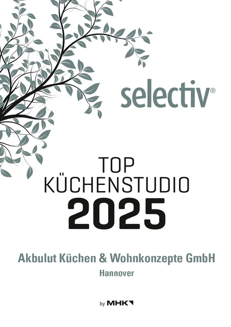 selectiv-Urkunde „Top Küchenstudio 2025“ für Akbulut Küchen & Wohnkonzepte GmbH in Hannover